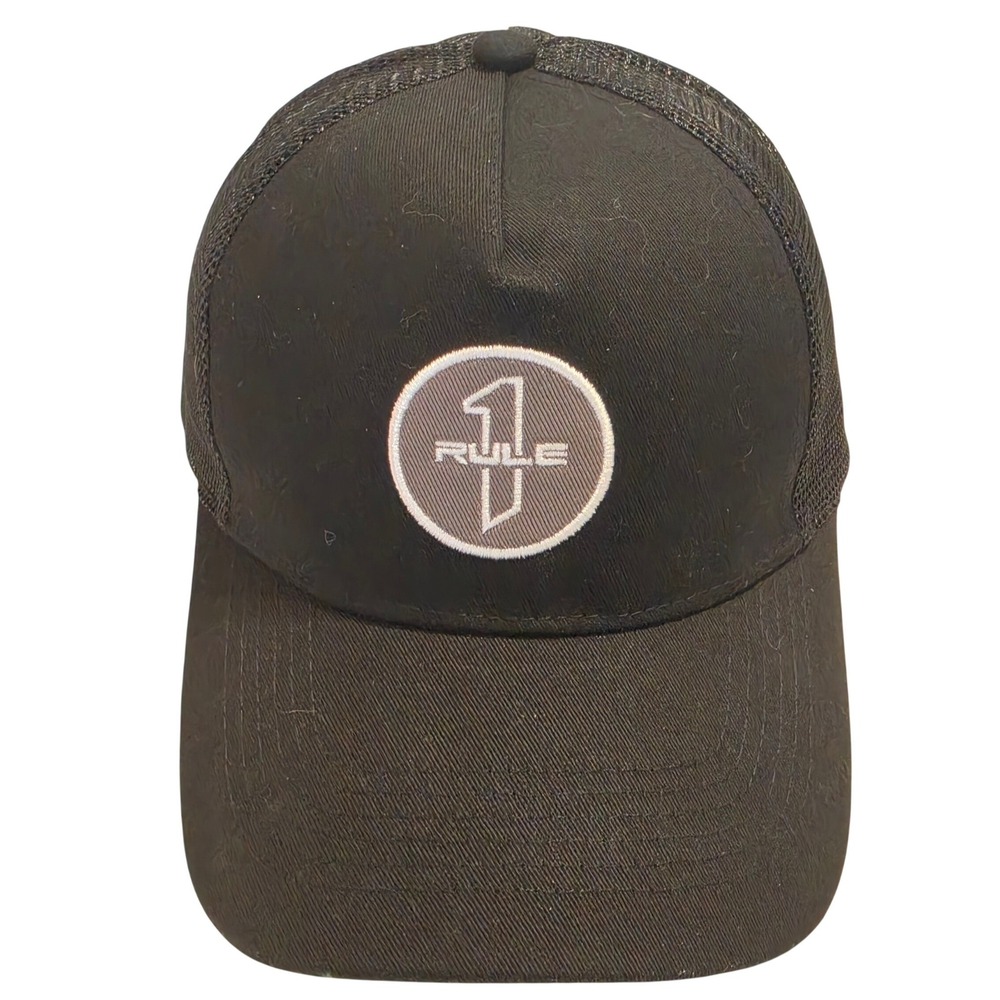 Rule 1‎ Proteins Mens Black Trucker Hat Embroidered Logo Mesh Snapback Cap